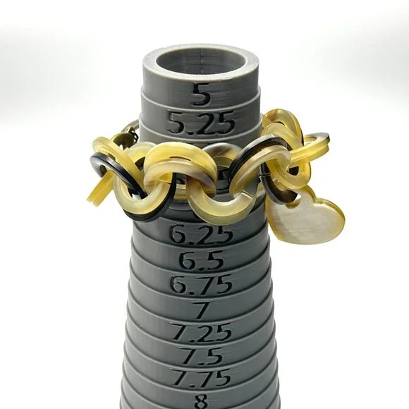 Vintage 1980s YSL Carved Horn Chain Link Bracelet— Heart Charm — Signed — EUC - Picture 6 of 10